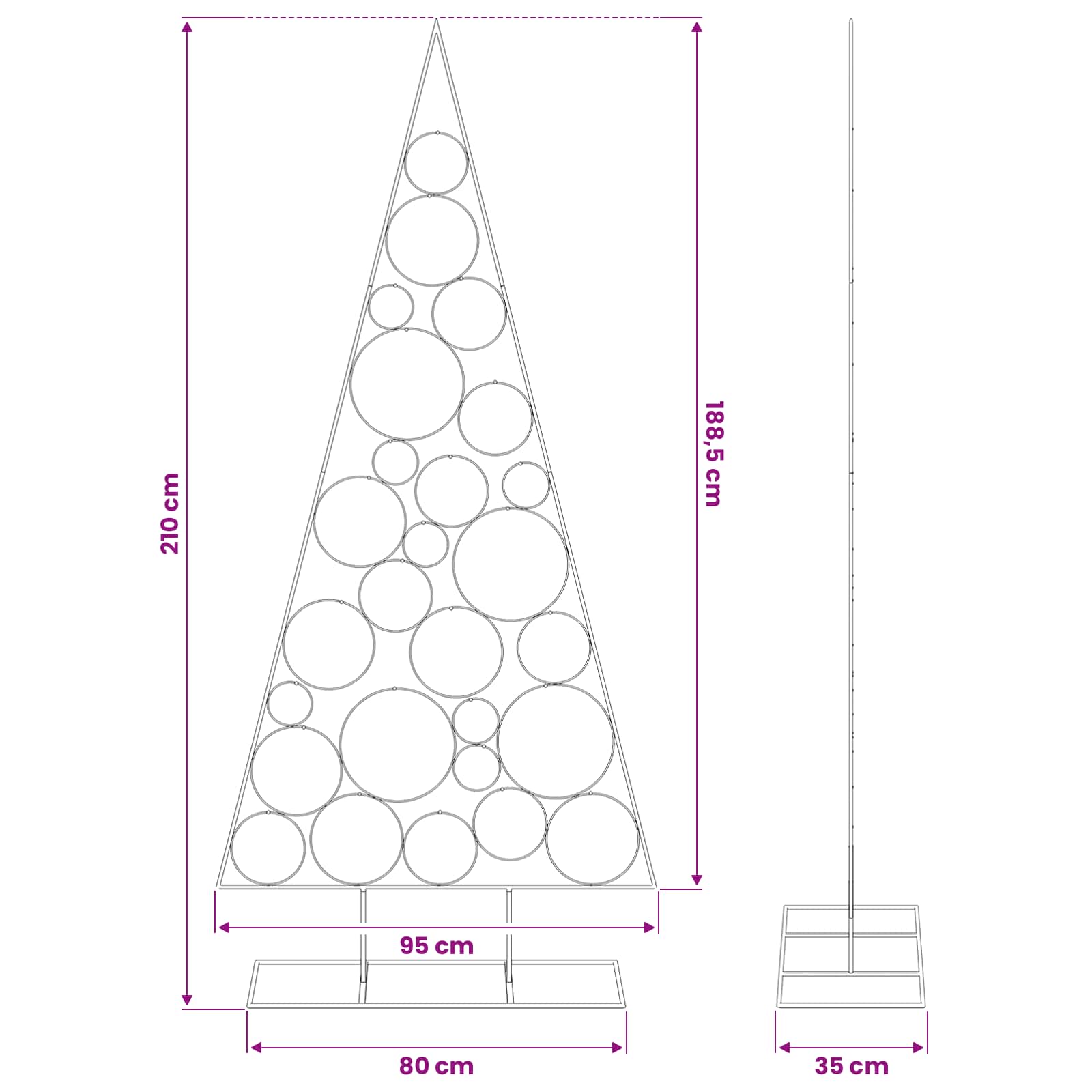 Metal Christmas Tree for Decoration Black 210 cm