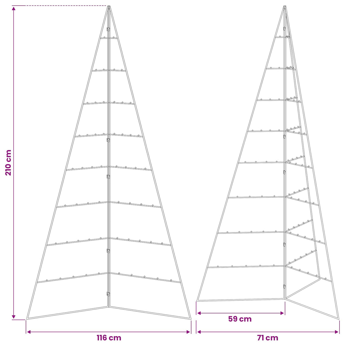 Metal Christmas Tree for Decoration Black 210 cm