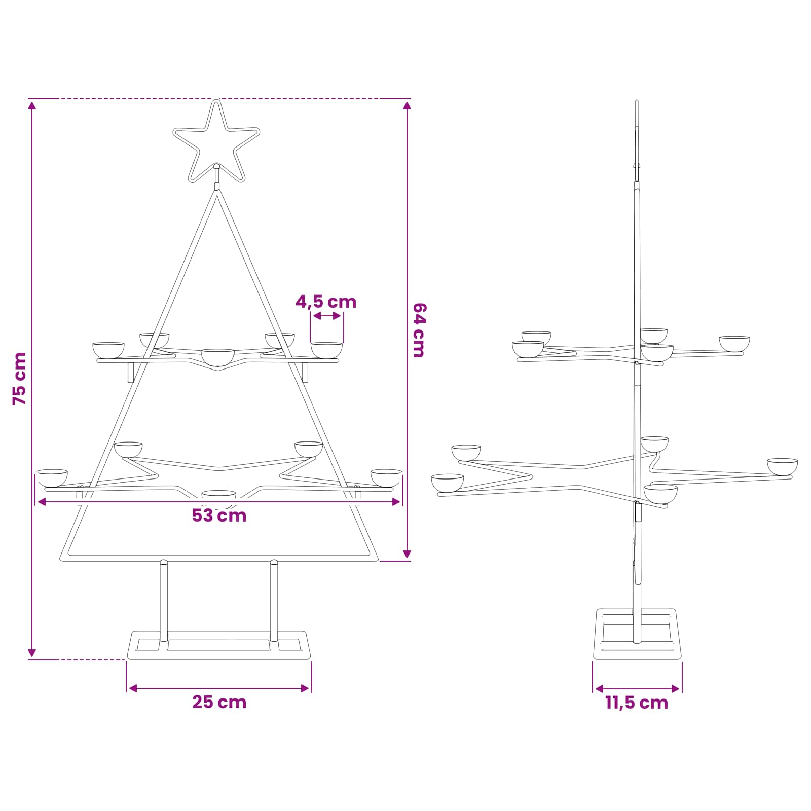 Metal Christmas Tree for Decoration Black 75 cm
