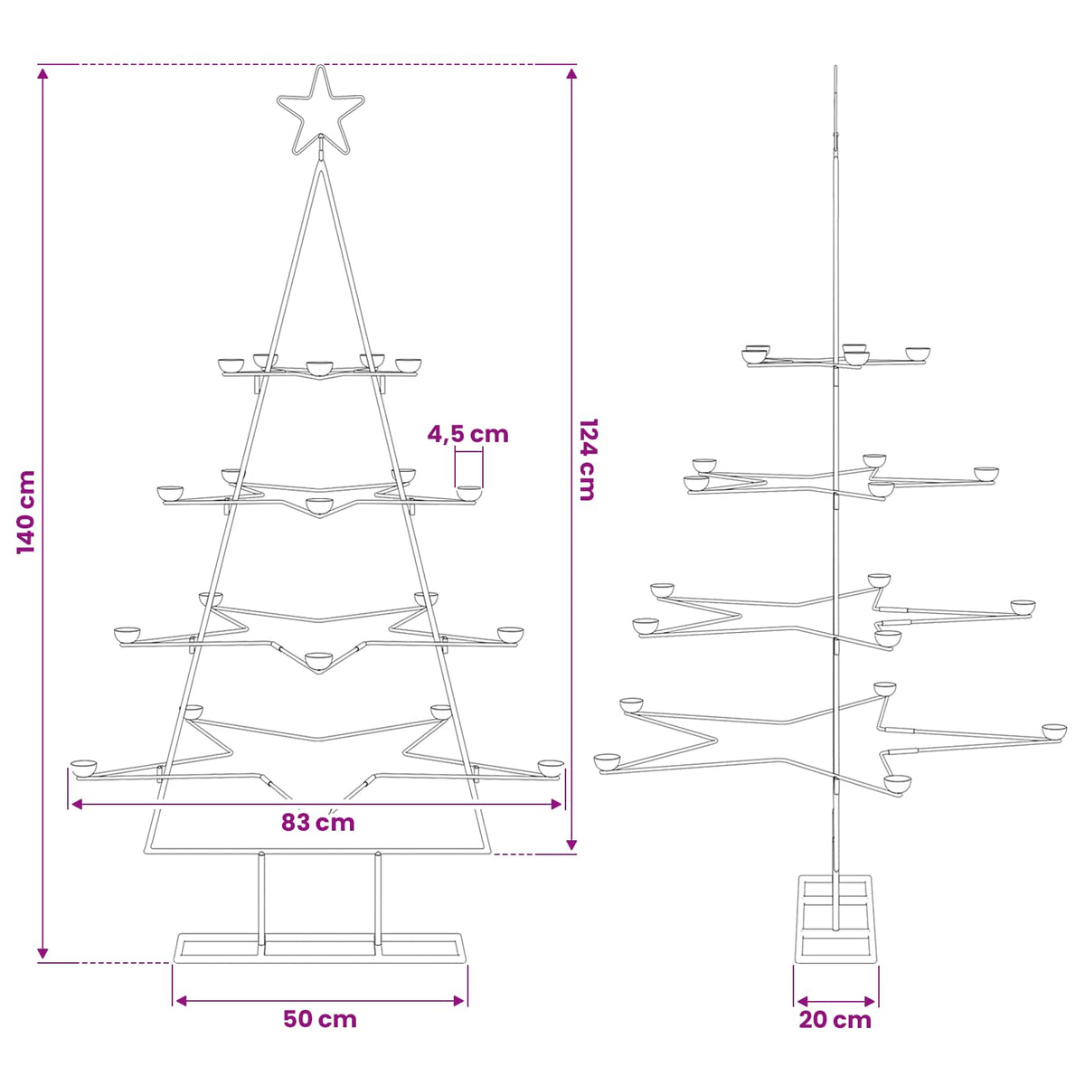 Metal Christmas Tree for Decoration Black 140 cm