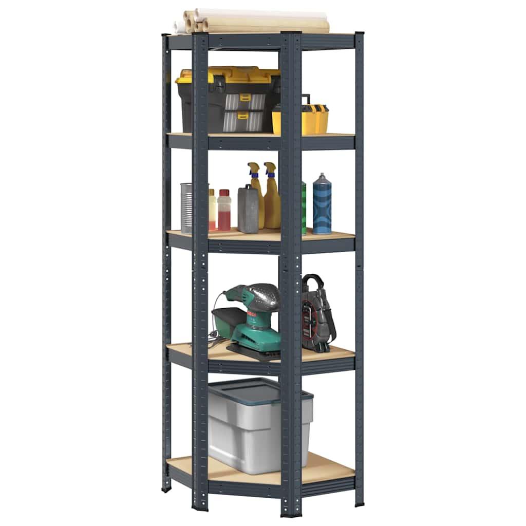 5-Layer Corner Shelf Anthracite Steel&amp;Engineered Wood