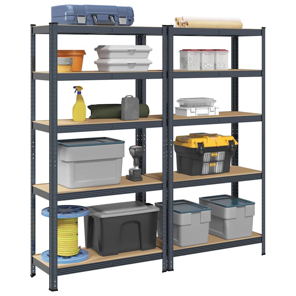 5-Layer Storage Shelves 2 pcs Anthracite Steel&amp;Engineered Wood