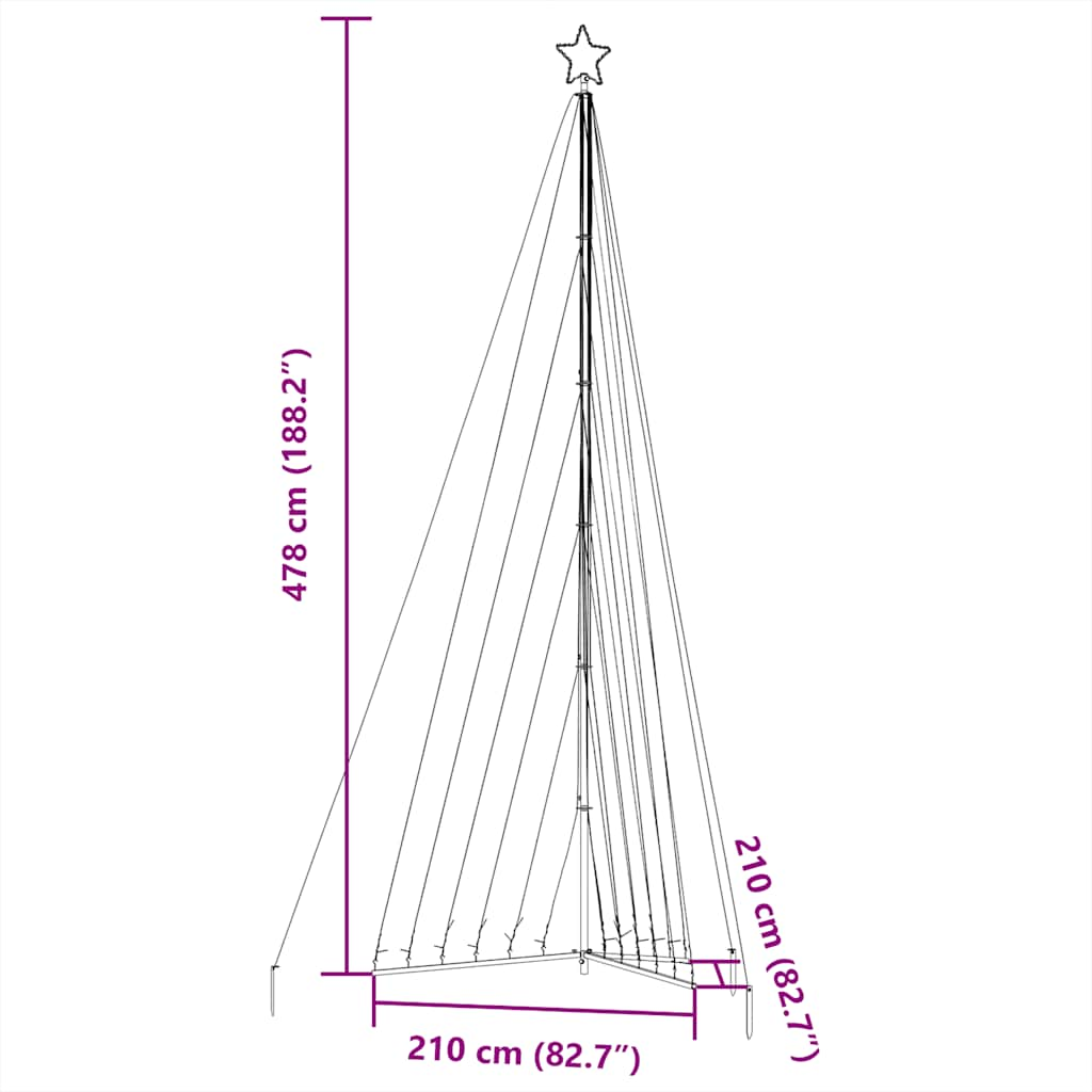 Christmas Tree Light 789 LEDs Warm White 478 cm