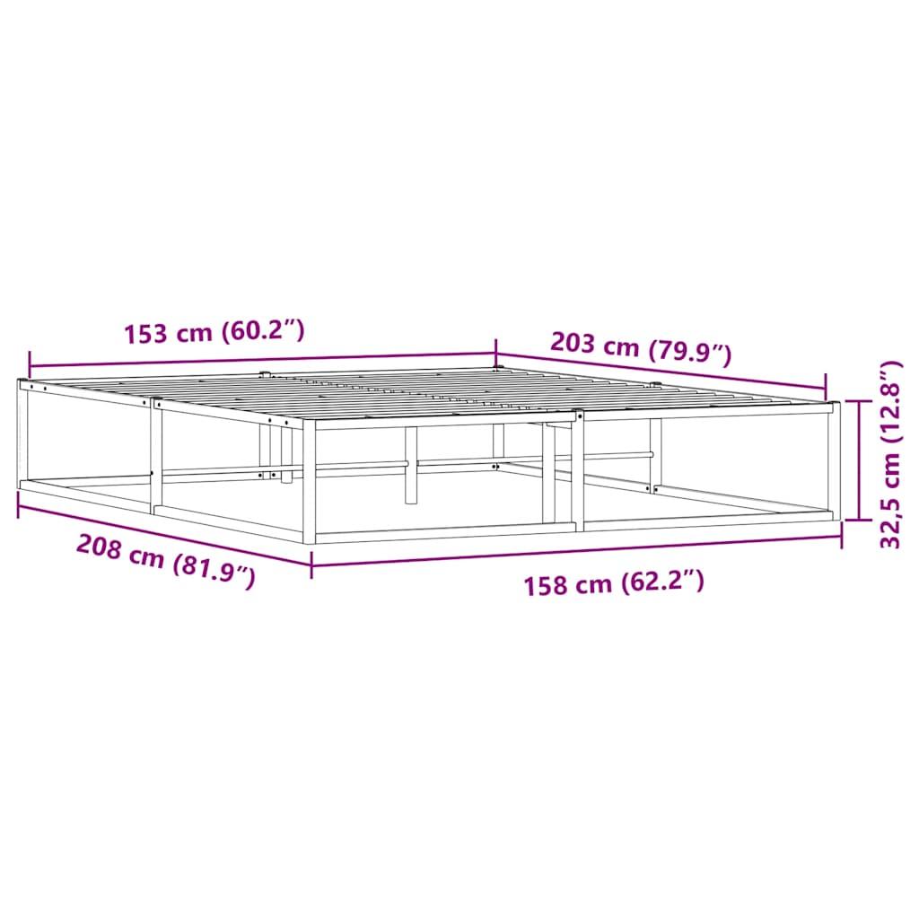 Bed Frame without Mattress Black 153x203 cm Queen Metal