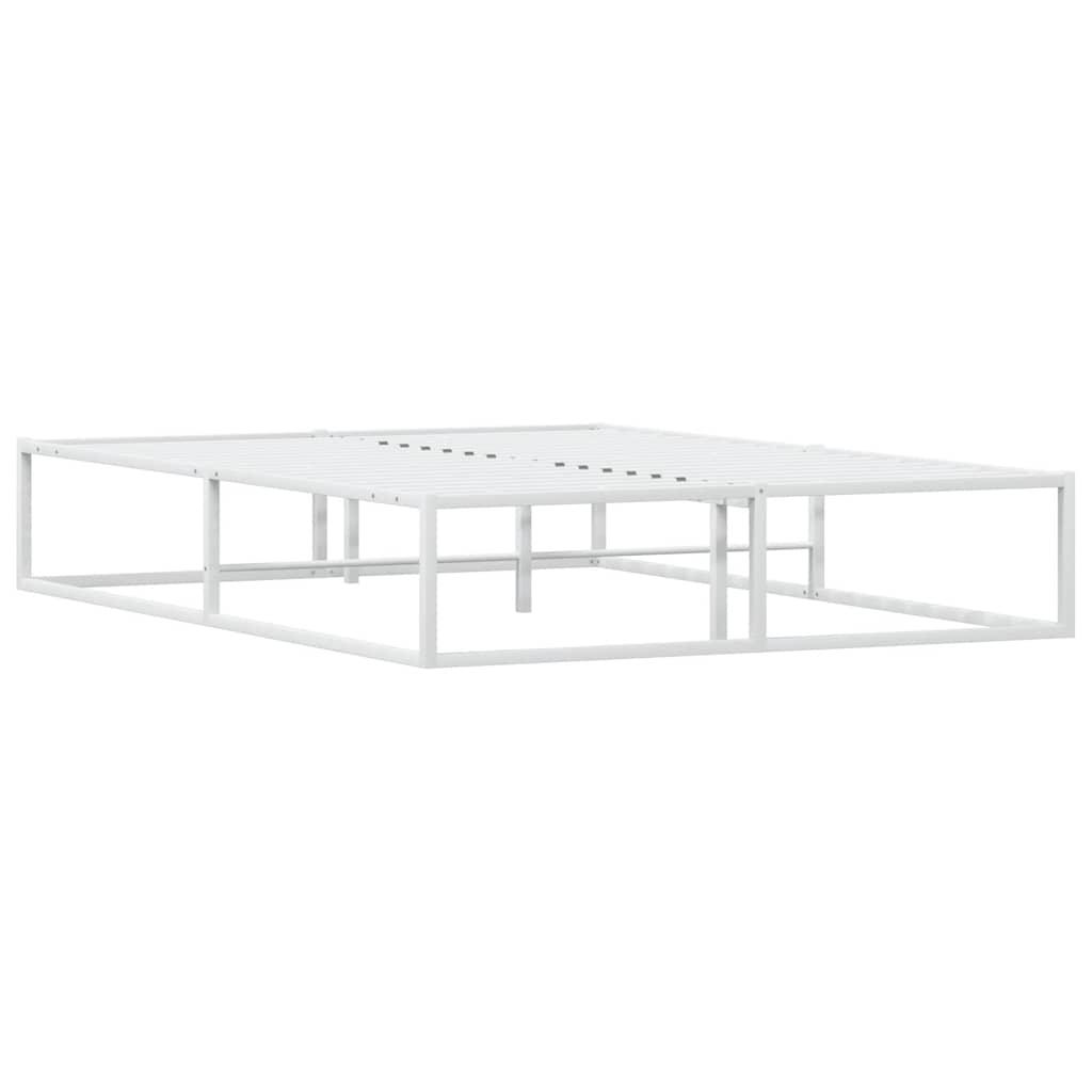 Bed Frame without Mattress White 137x187 cm Double Metal