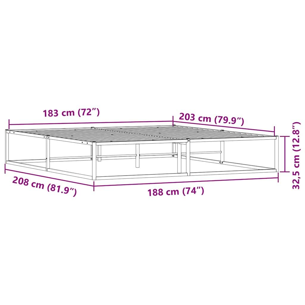 Bed Frame without Mattress White 183x203 cm King Metal