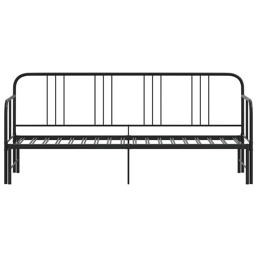 Daybed with Trundle without Mattress Black 92x187 cm Single Metal