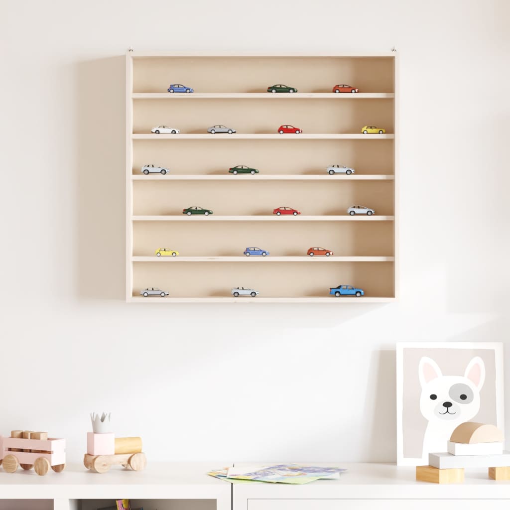 Wooden Collector's Display Case with 6 Shelves 60x8,5x55cm