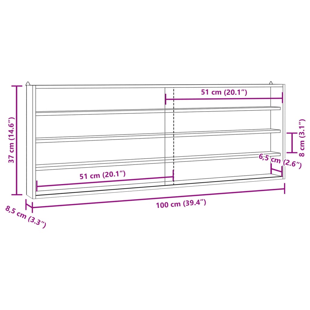 Wooden Collector's Display Case with Doors 100x8,5x37cm