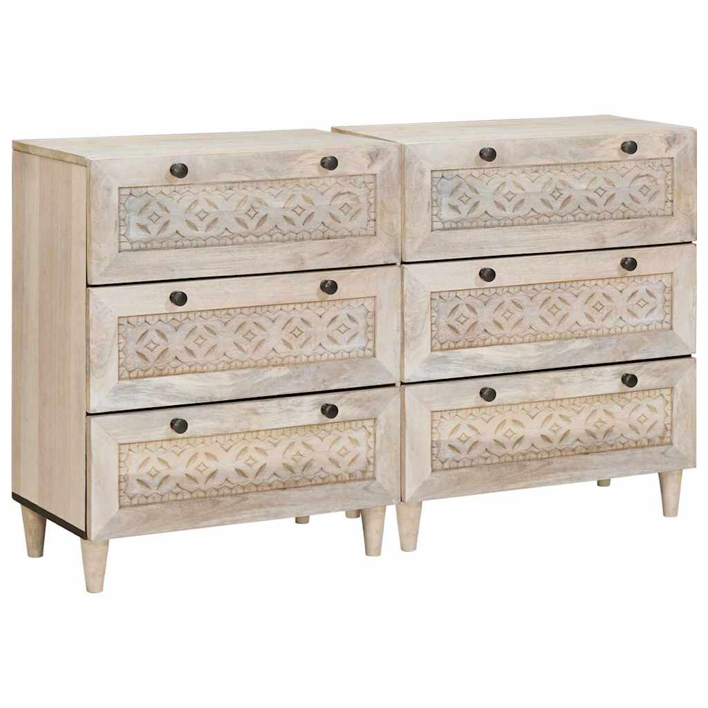 Sideboard 2 pcs 120 x 33.5 x 75 cm Solid mango wood White