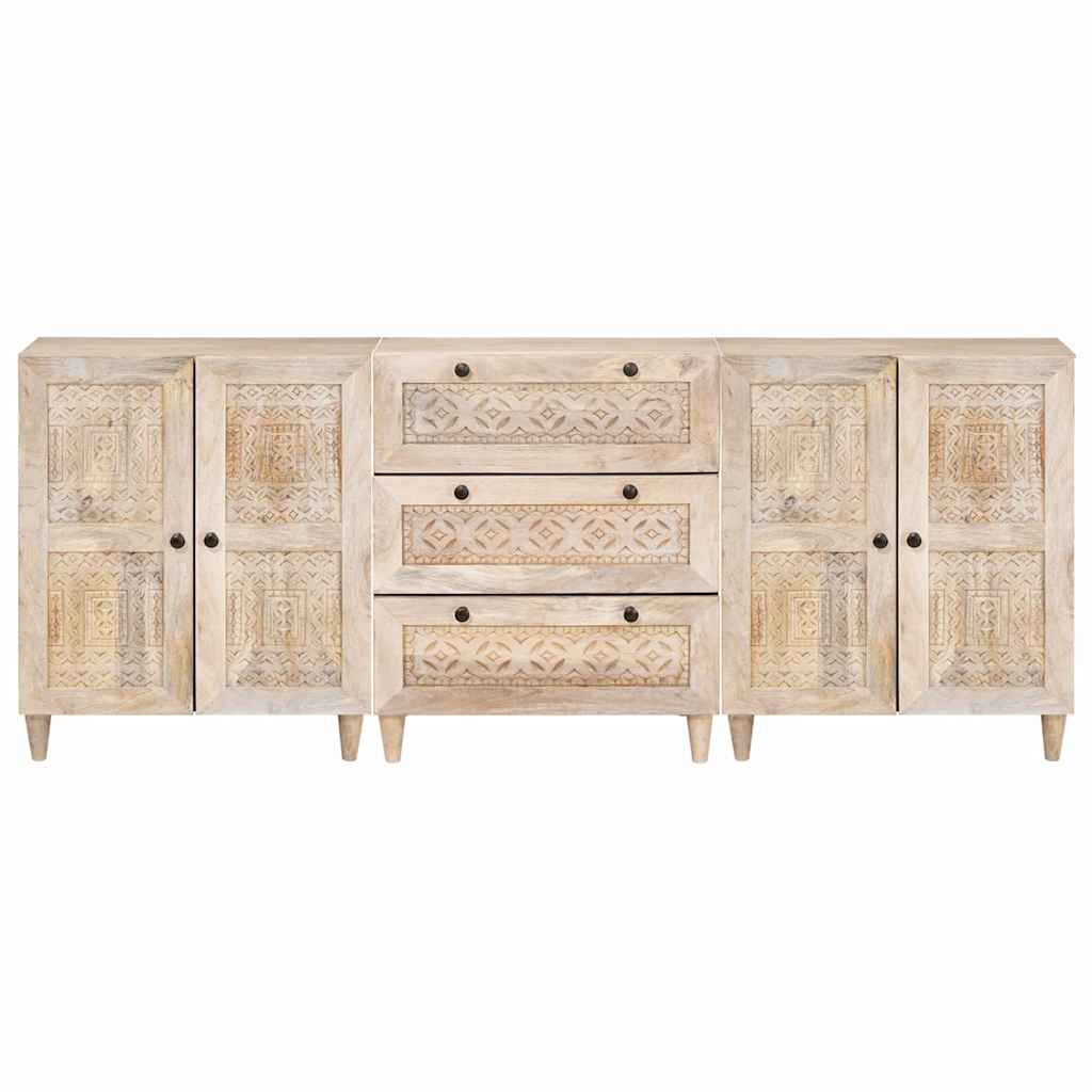 Sideboard 3 pcs 180 x 33.5 x 75 cm Solid mango wood White