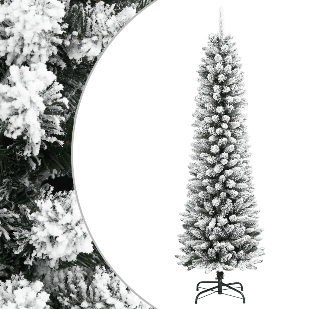 Artificial Slim Christmas Tree with Flocked Snow 120 cm PVC&amp;PE
