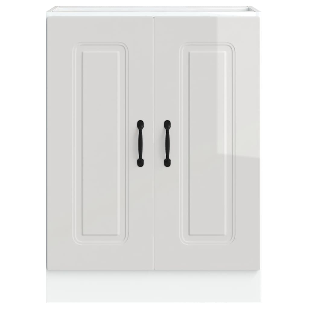 Sink Base Cabinet "Kalmar" High Gloss White 60x46x81.5 cm