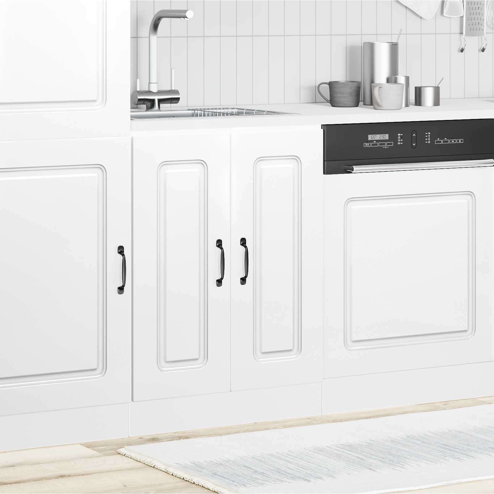 Sink Base Cabinet "Kalmar" High Gloss White 60x46x81.5 cm