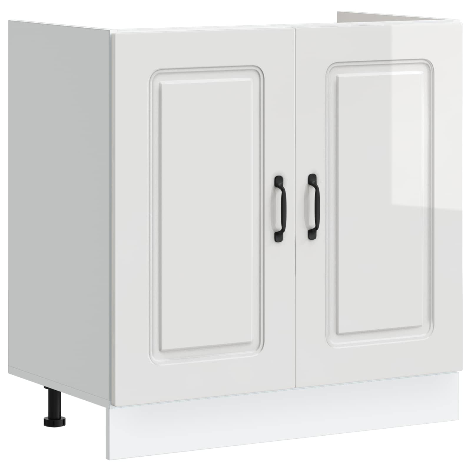 Sink Base Cabinet "Kalmar" High Gloss White 80x46x81.5 cm
