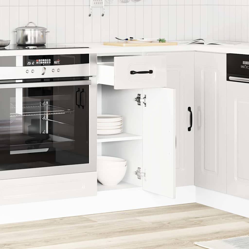 Kitchen Base Cabinet "Kalmar" High Gloss White Engineered Wood