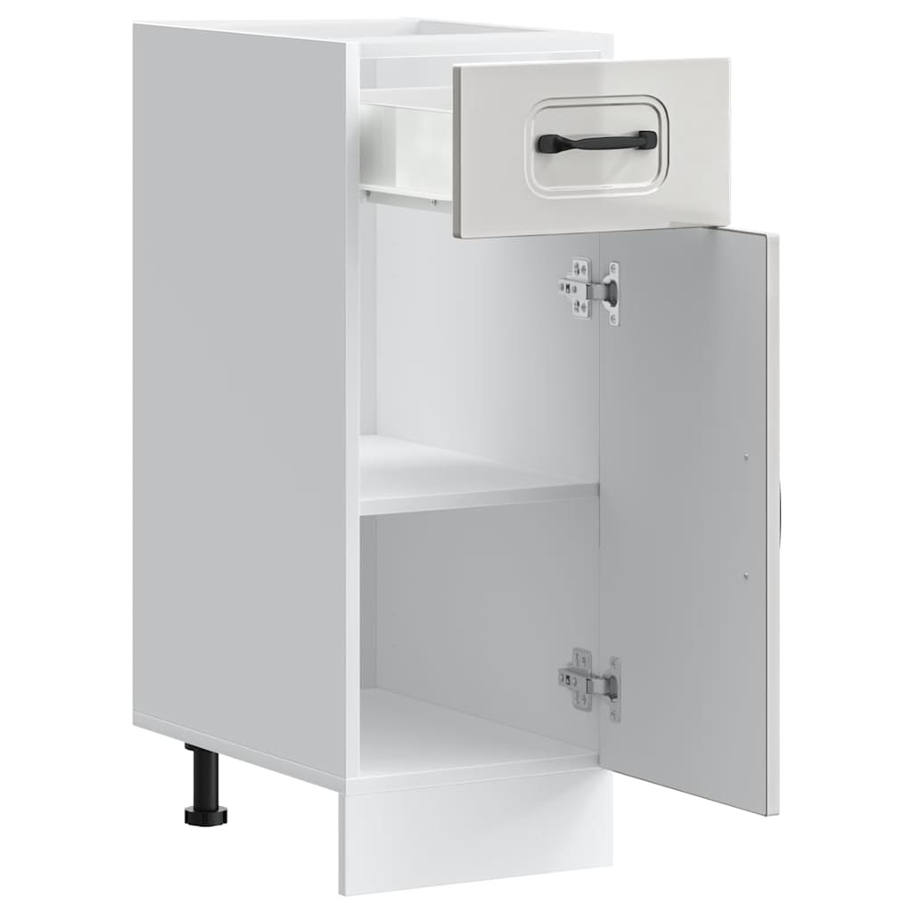 Kitchen Base Cabinet "Kalmar" High Gloss White Engineered Wood