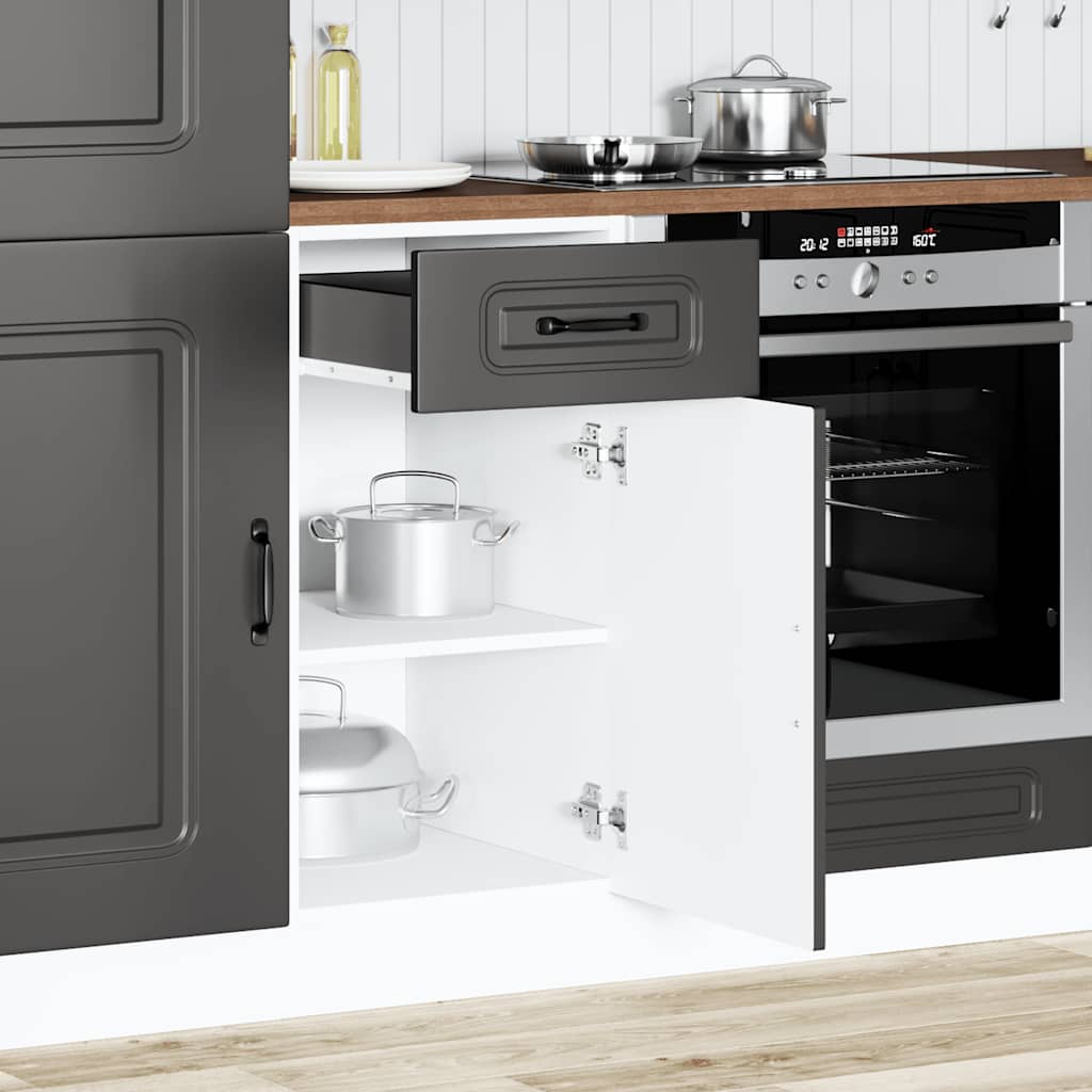 Kitchen Base Cabinet "Kalmar" Black Engineered Wood