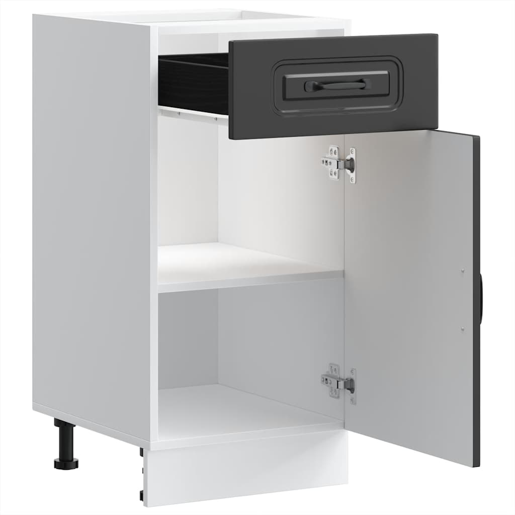 Kitchen Base Cabinet "Kalmar" Black Engineered Wood