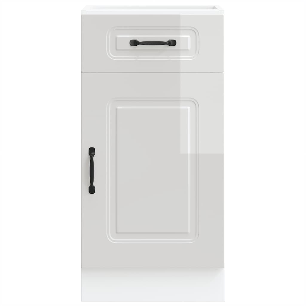 Kitchen Base Cabinet "Kalmar" High Gloss White Engineered Wood