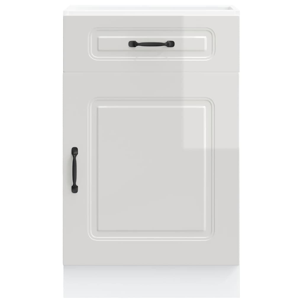 Kitchen Base Cabinet "Kalmar" High Gloss White Engineered Wood