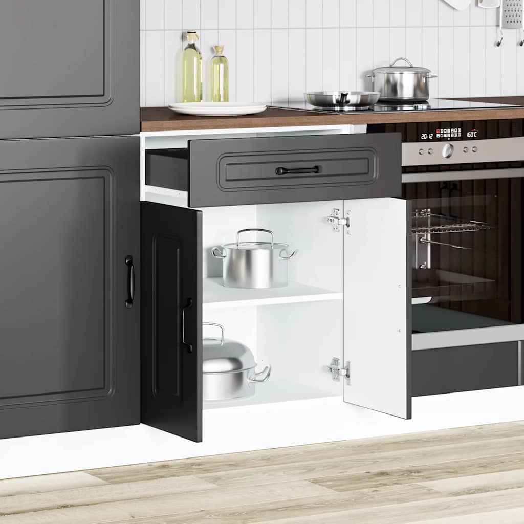 Kitchen Base Cabinet "Kalmar" Black Engineered Wood