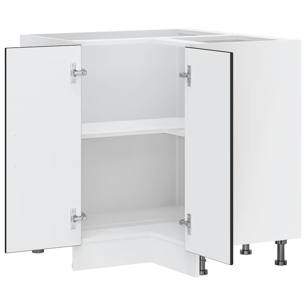 Kitchen Corner Base Cabinet "Kalmar" Black Engineered Wood