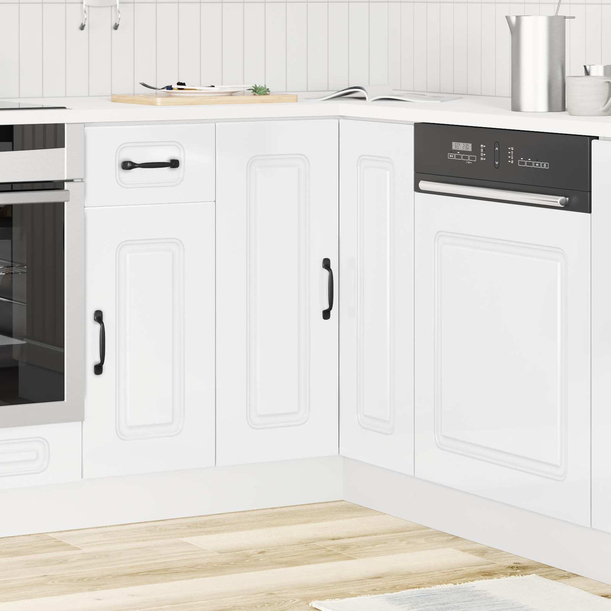 Kitchen Corner Base Cabinet "Kalmar" High Gloss White