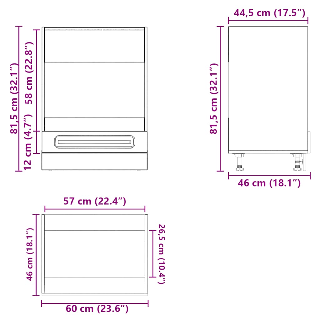 Oven Cabinet "Kalmar" High Gloss White Engineered Wood