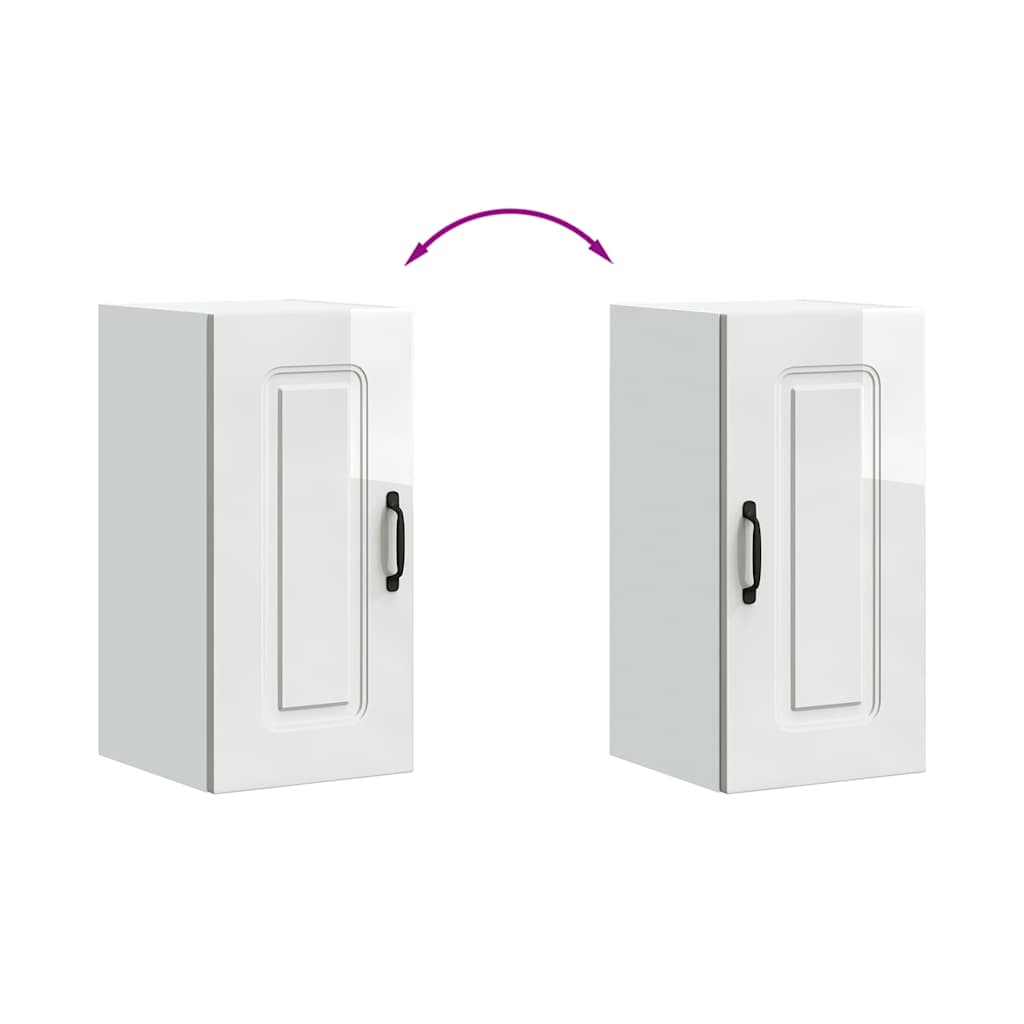 Kitchen Wall Cabinet "Kalmar" High Gloss White Engineered Wood