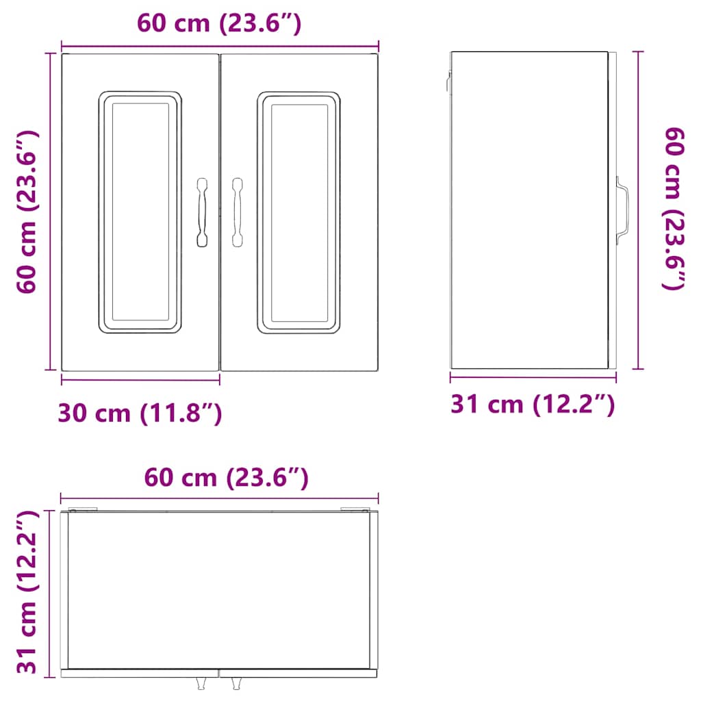 Kitchen Wall Cabinet "Kalmar" High Gloss White Engineered Wood