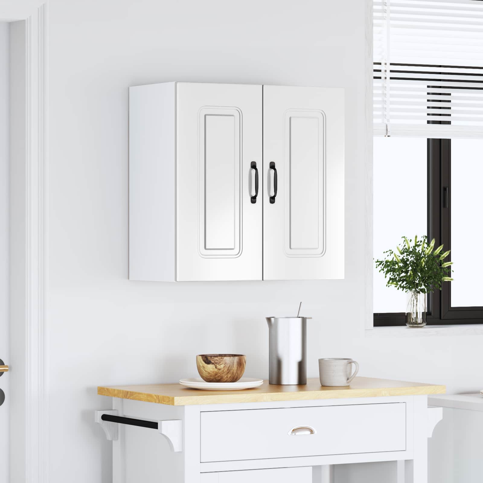 Kitchen Wall Cabinet "Kalmar" High Gloss White Engineered Wood