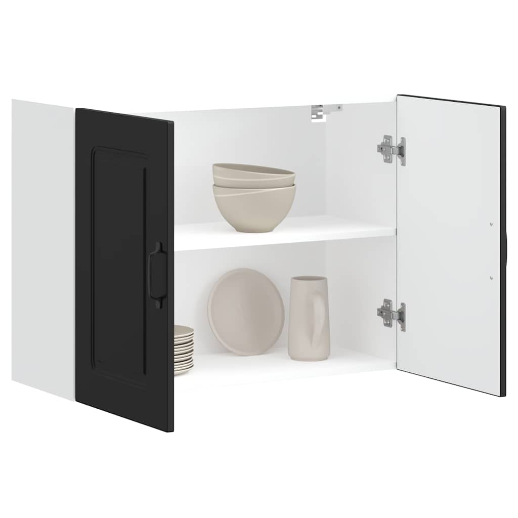 Kitchen Wall Cabinet "Kalmar" Black Engineered Wood