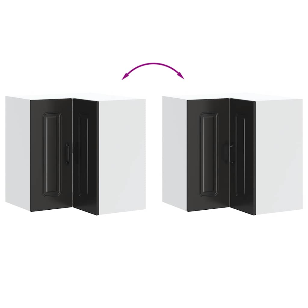 Kitchen Wall Corner Cabinet "Kalmar" Black Engineered Wood