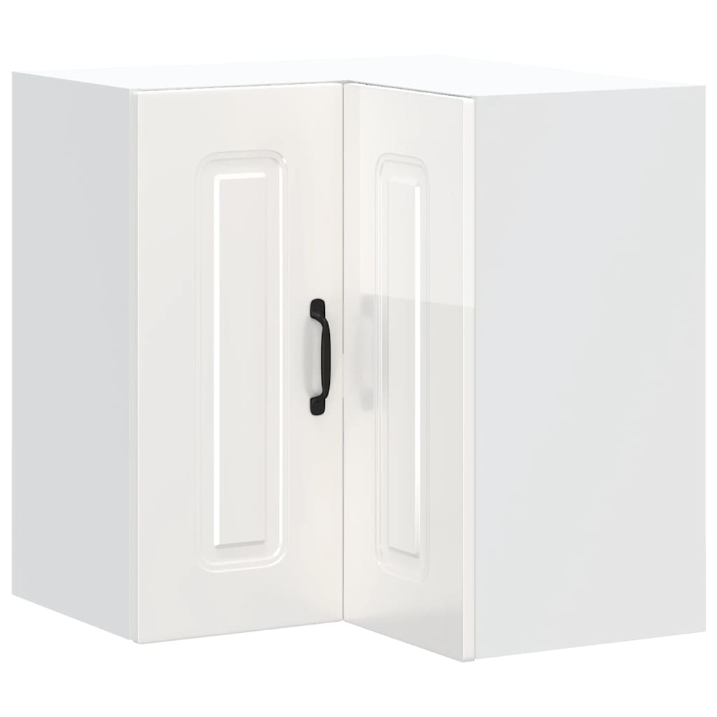 Kitchen Wall Corner Cabinet "Kalmar" High Gloss White Engineered Wood