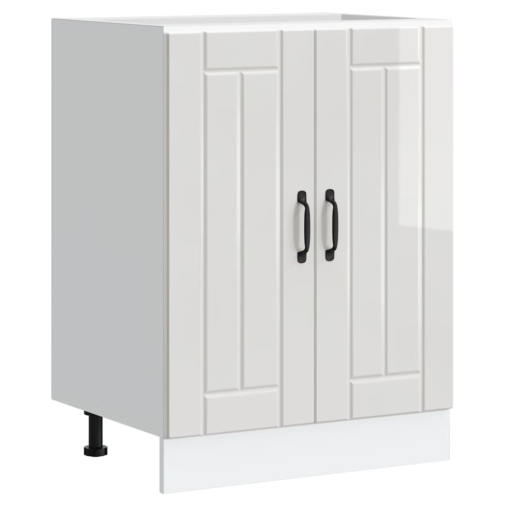 Sink Base Cabinet "Lucca" High Gloss White Engineered Wood