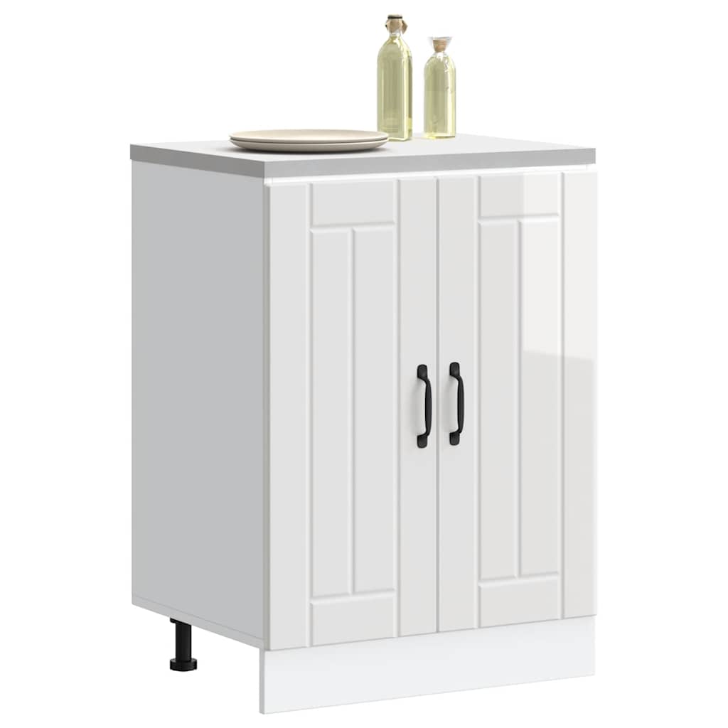 Sink Base Cabinet "Lucca" High Gloss White Engineered Wood