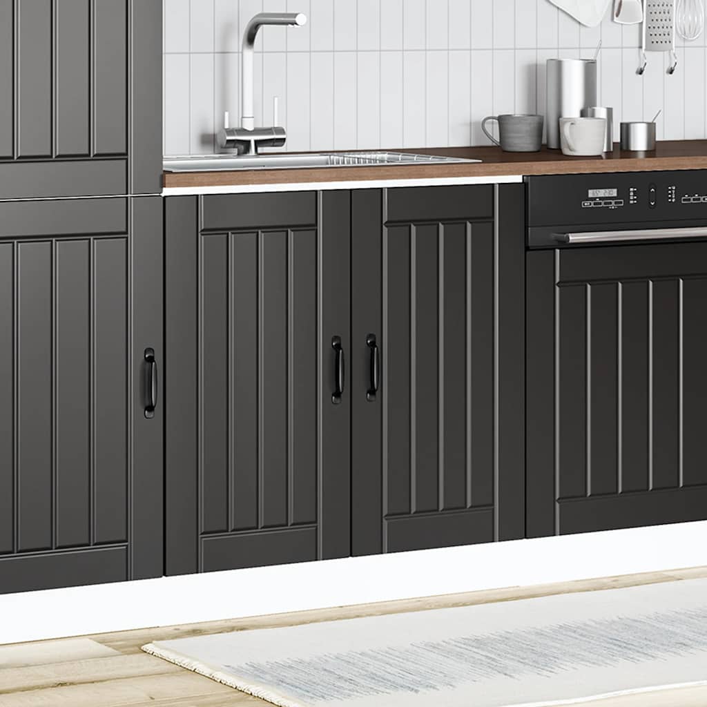 Sink Base Cabinet "Lucca" Black Engineered Wood