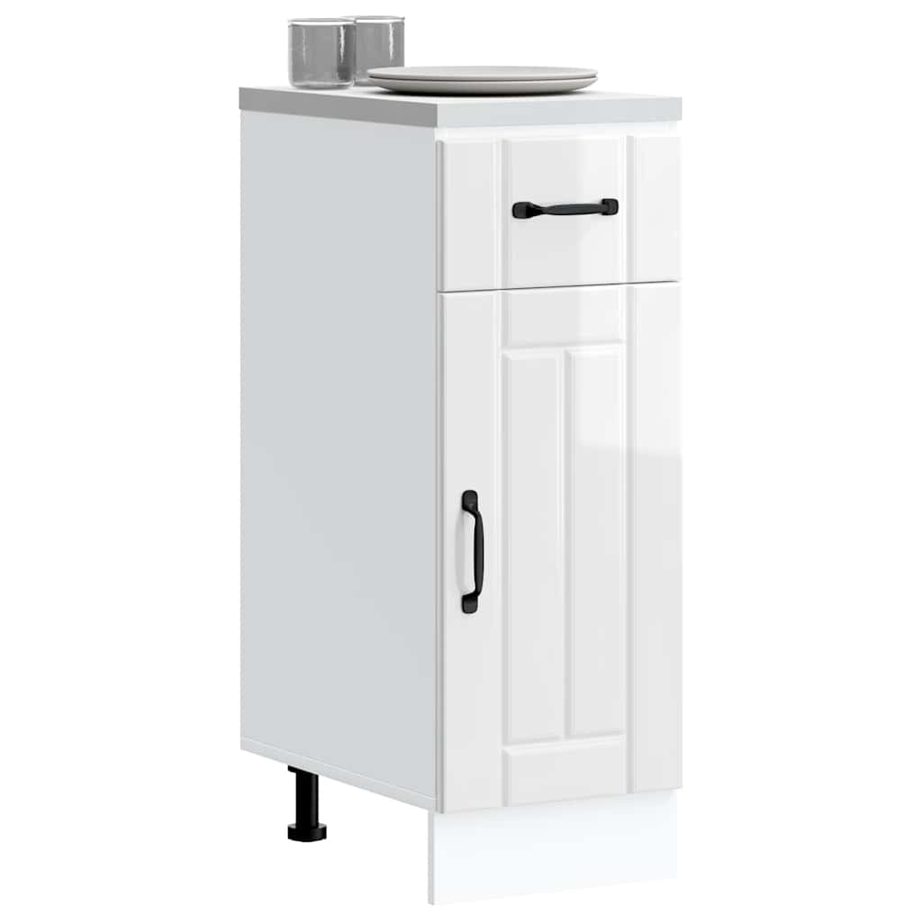 Kitchen Base Cabinet "Lucca" High Gloss White Engineered Wood