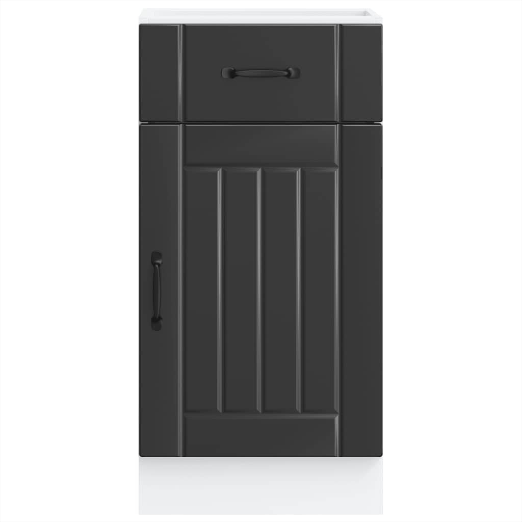 Kitchen Base Cabinet "Lucca" Black Engineered Wood