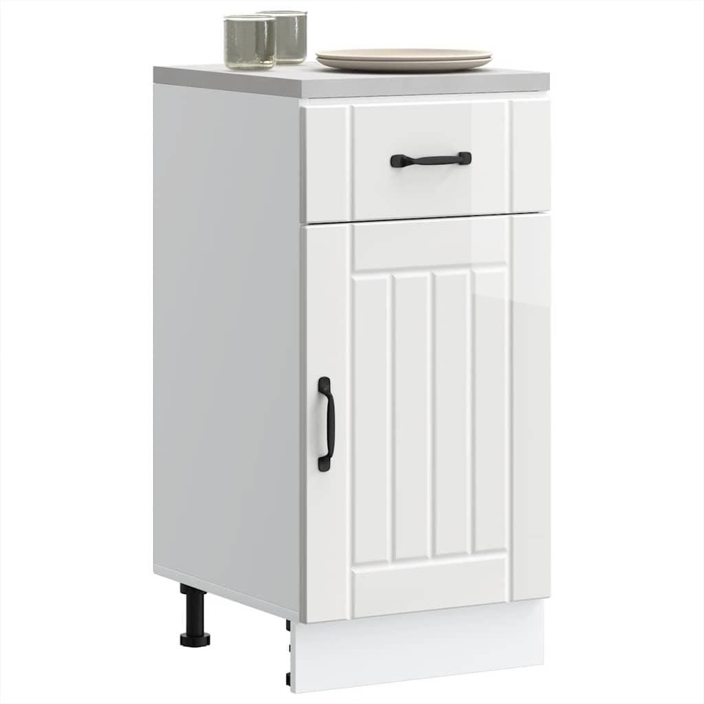 Kitchen Base Cabinet "Lucca" High Gloss White Engineered Wood