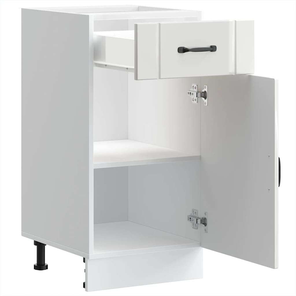 Kitchen Base Cabinet "Lucca" High Gloss White Engineered Wood