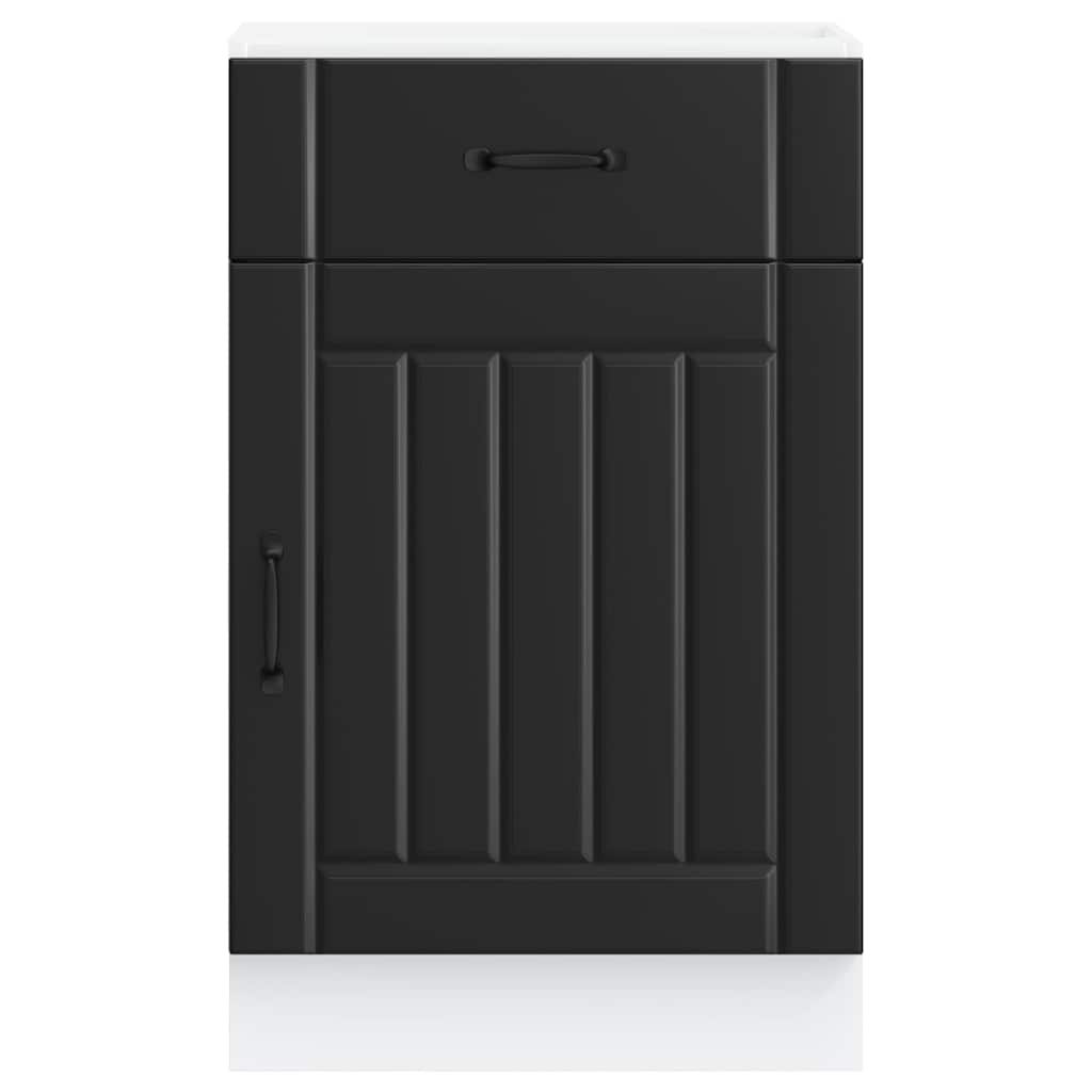 Kitchen Base Cabinet "Lucca" Black Engineered Wood