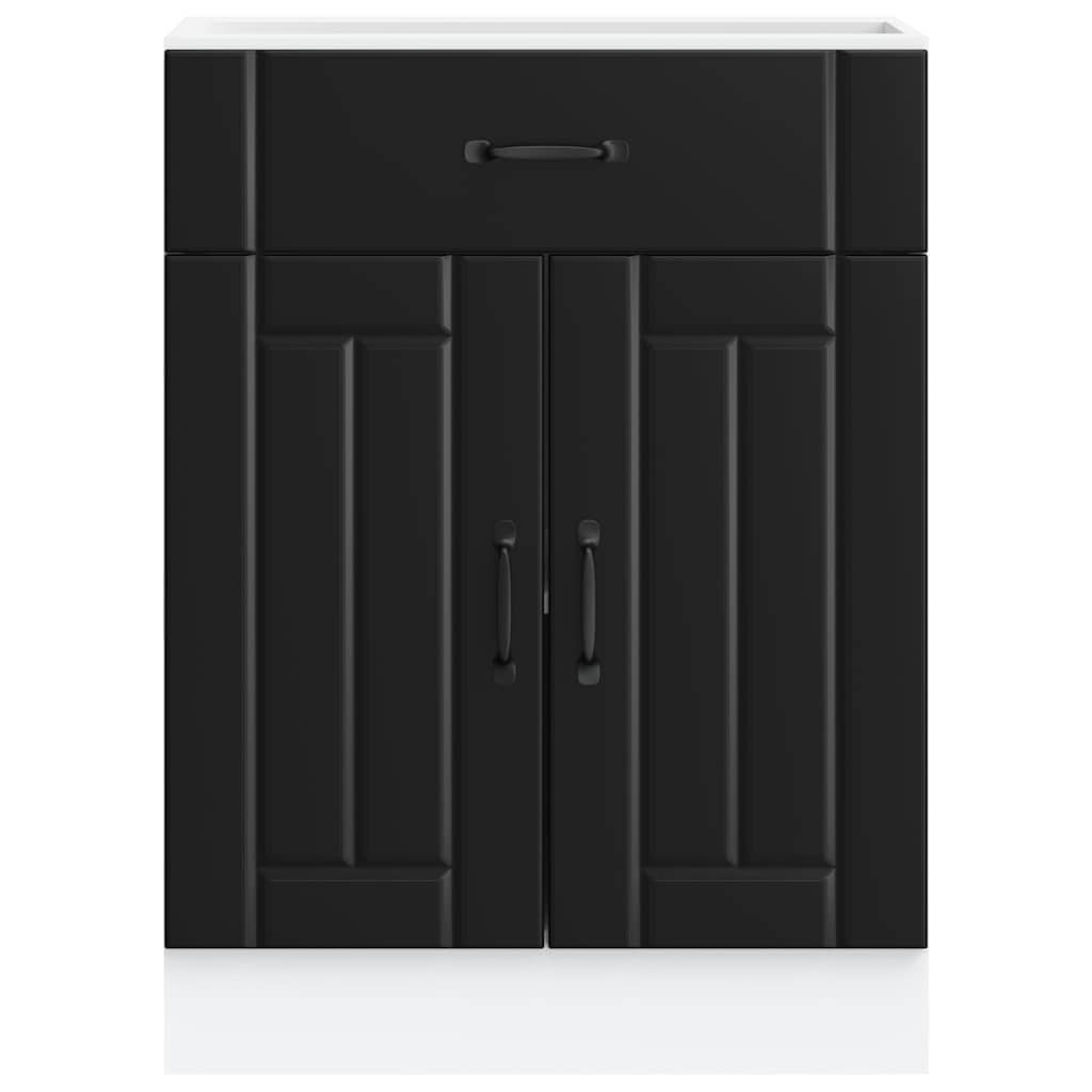 Kitchen Base Cabinet "Lucca" Black Engineered Wood