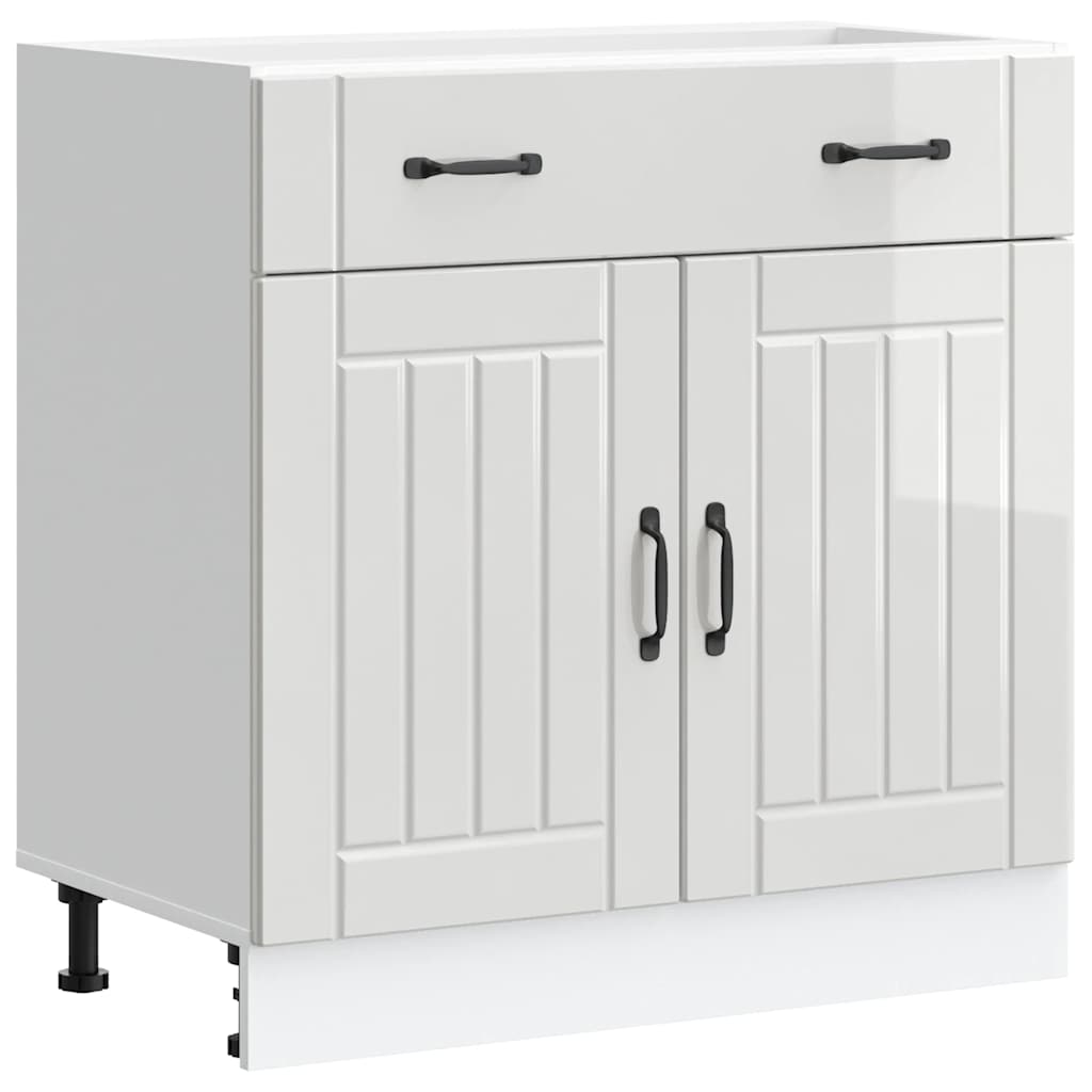 Kitchen Base Cabinet "Lucca" High Gloss White Engineered Wood