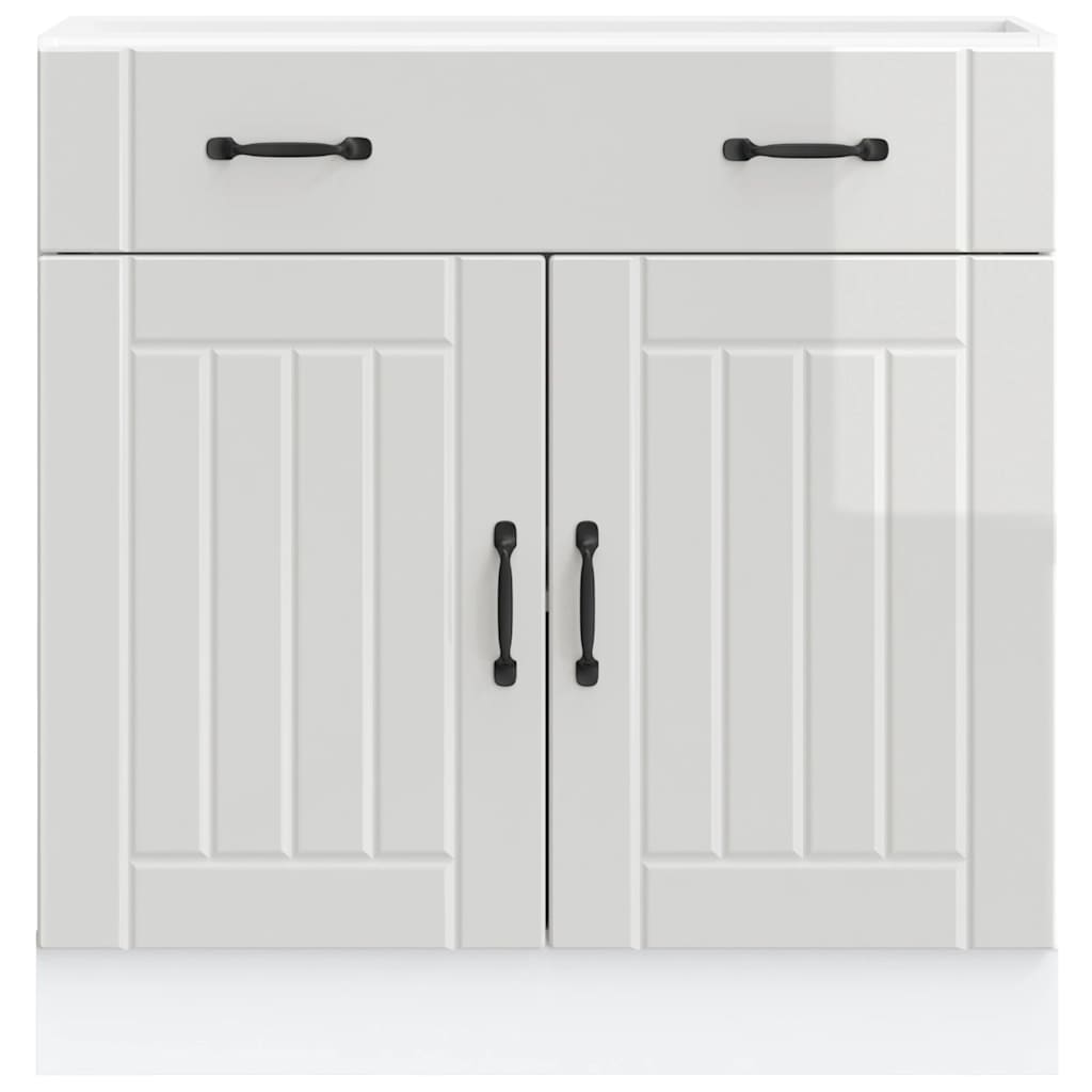 Kitchen Base Cabinet "Lucca" High Gloss White Engineered Wood