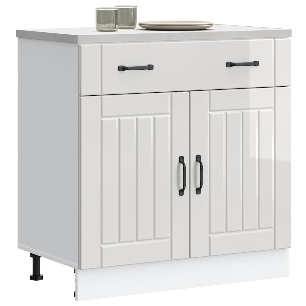 Kitchen Base Cabinet "Lucca" High Gloss White Engineered Wood
