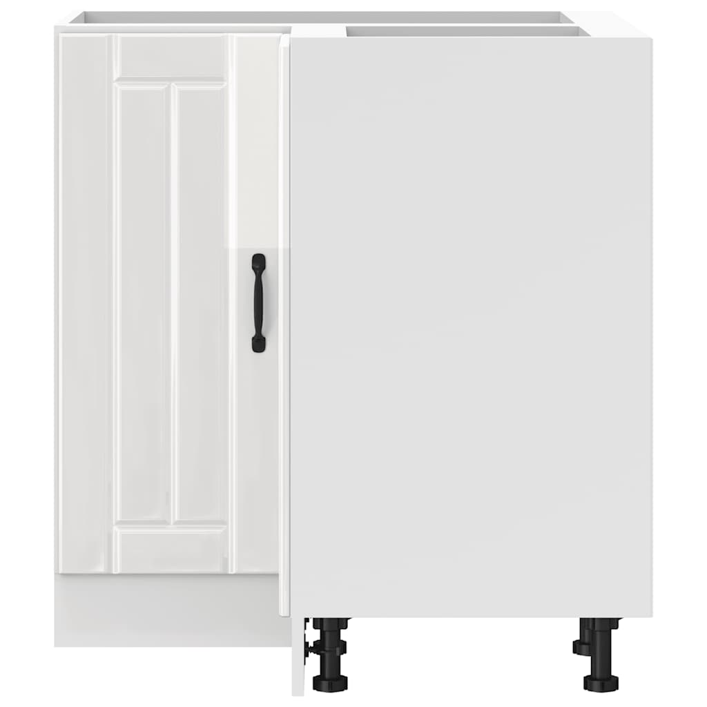 Kitchen Corner Base Cabinet "Lucca" High Gloss White Engineered Wood
