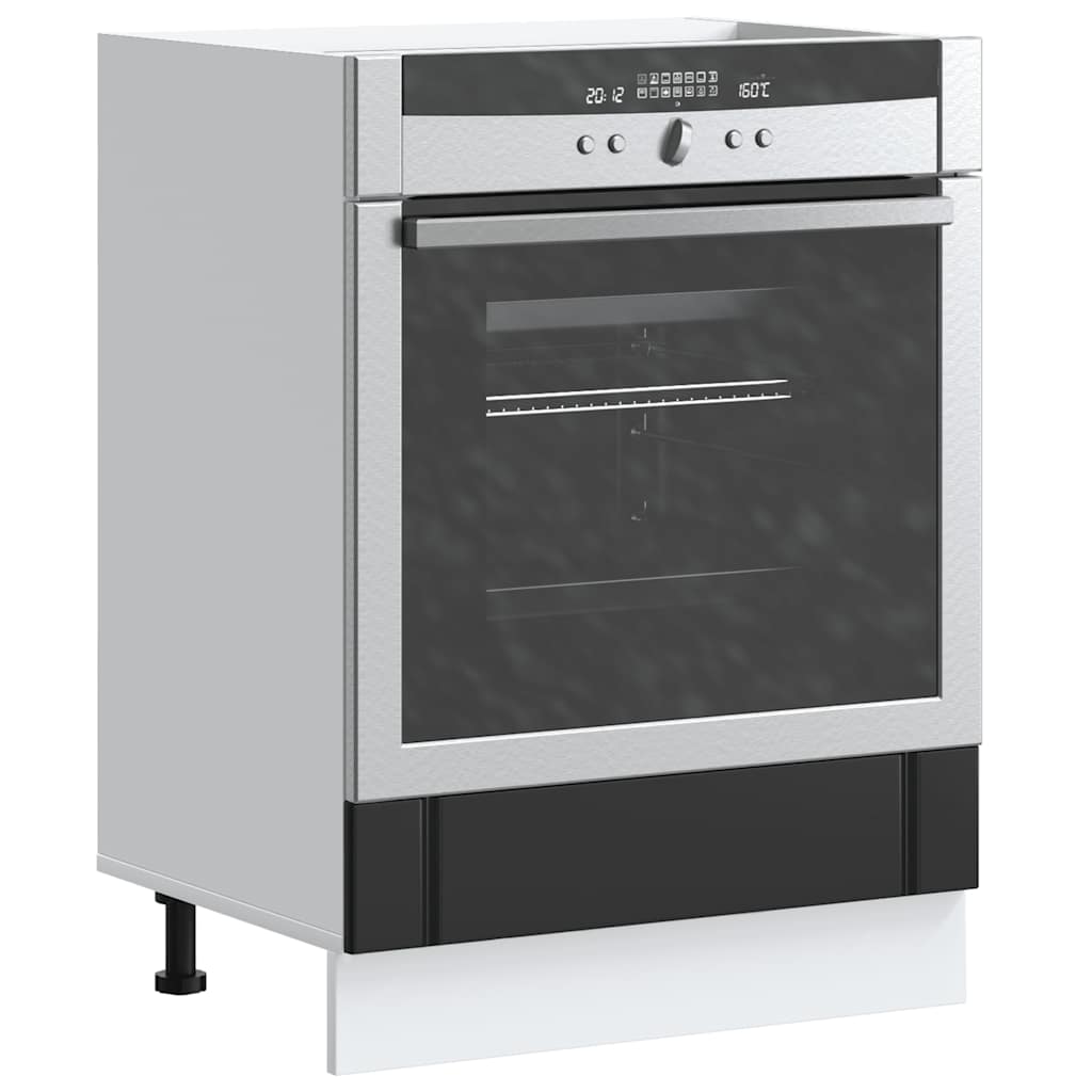 Oven Cabinet &quot;Lucca&quot; Black Engineered Wood