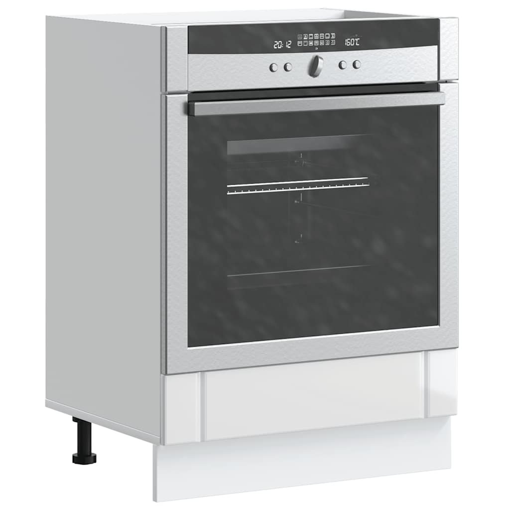 Oven Cabinet "Lucca" High Gloss White Engineered Wood